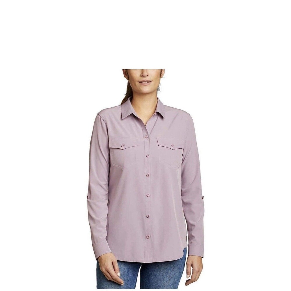 Eddie Bauer Women's UPF 50+ UV Sun Protection Long-Sleeve Button Down Shirt XL